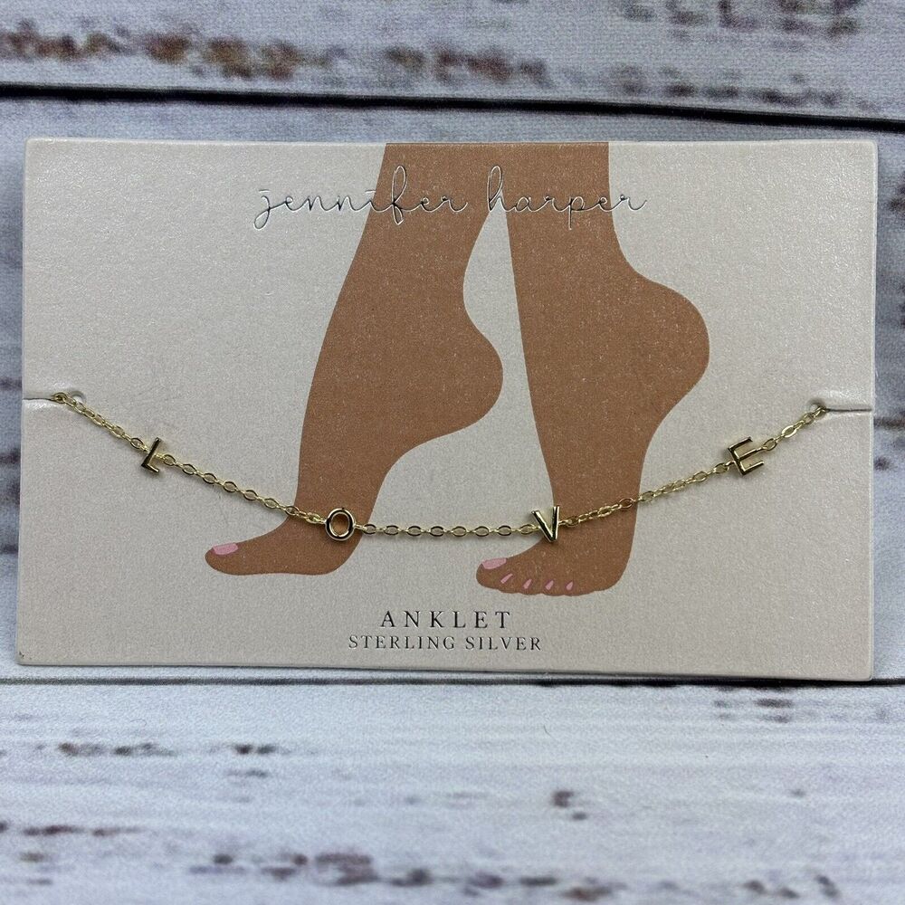NEW Jennifer Harper 925‎ Sterling Silver LOVE Anklet 9”